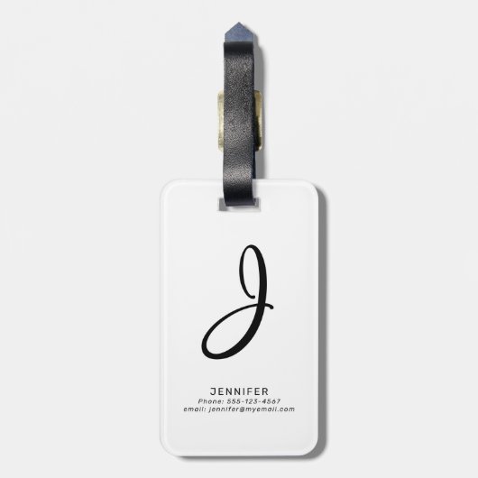 Monogrammed het Witte Bagagelabel van de Tekst van (Achterkant verticaal)