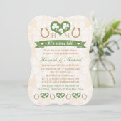 Monogrammed Hoefijzer Shamrock Koppels Baby shower Kaart (Staand voorkant)