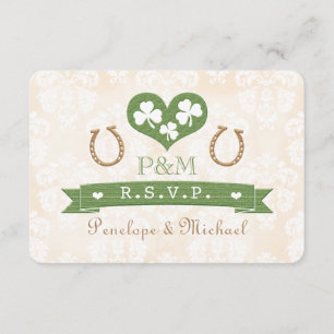Monogrammed Hoefijzer Shamrock Response Card RSVP