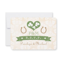 Monogrammed Hoefijzer Shamrock Response Card RSVP