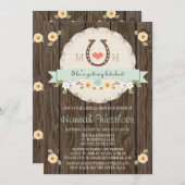 MONOGRAMMED HOEFIJZER WESTERN VRIJGEZELLENFEEST KAART (Voorkant / Achterkant)