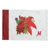 Monogrammed Holiday Floral Poinsettias Kussensloop (Achterkant)