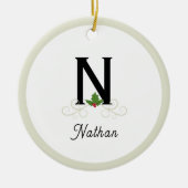 Monogrammed Holly Keramisch Ornament (Voorkant)