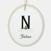 Monogrammed Holly Keramisch Ornament (Links)