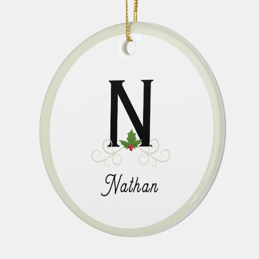 Monogrammed Holly Keramisch Ornament (Links)