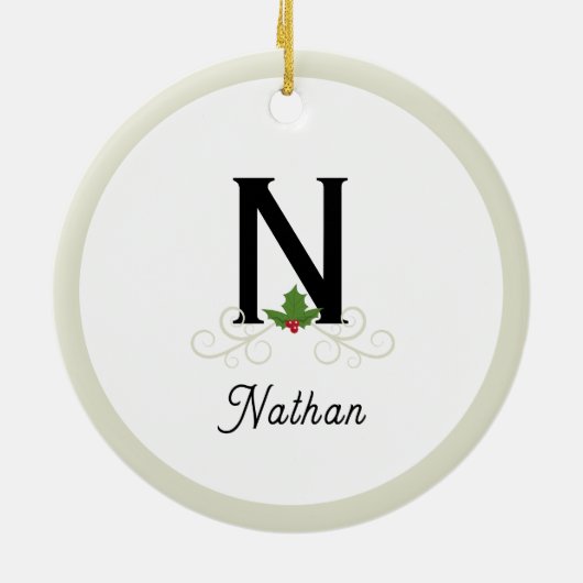 Monogrammed Holly Keramisch Ornament (Achterkant)