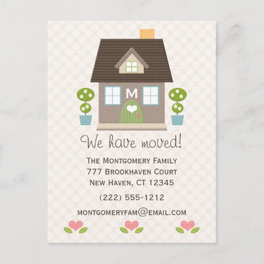 Monogrammed Home Bewegende Aankondiging Briefkaart (Voorkant)