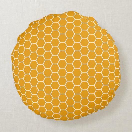 Monogrammed Honeycomb Pattern met bijen Rond Kussen (Achterkant)