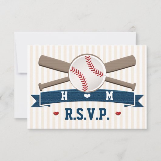 MONOGRAMMED HONKBAL BRUILOFT RESPONS KAARTEN RSVP KAARTJE (Voorkant)