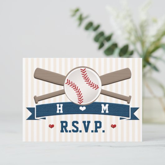 MONOGRAMMED HONKBAL BRUILOFT RESPONS KAARTEN RSVP KAARTJE (Staand voorkant)