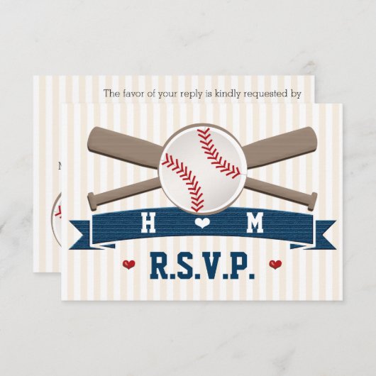 MONOGRAMMED HONKBAL BRUILOFT RESPONS KAARTEN RSVP KAARTJE (Voorkant / Achterkant)