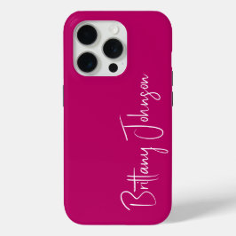 Monogrammed Hot Pink iPhone 15 Pro Case