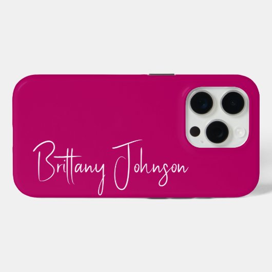 Monogrammed Hot Pink Case-Mate iPhone Case (Achterkant (horizontaal))