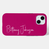Monogrammed Hot Pink Case-Mate iPhone Case (Achterkant (horizontaal))