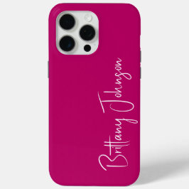 Monogrammed Hot Pink iPhone 15 Pro Max Hoesje