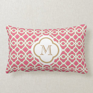 Monogrammed Hot Pink en Gold Moroccan Kussen