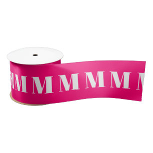 Monogrammed hot pink fuchsia custom initial number satijnen lint
