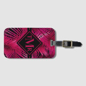 Monogrammed Hot Pink Palm Bagagelabel (Voorkant (horizontaal))