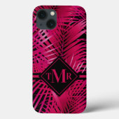 Monogrammed Hot Pink Palm Case-Mate iPhone Case (Achterkant)