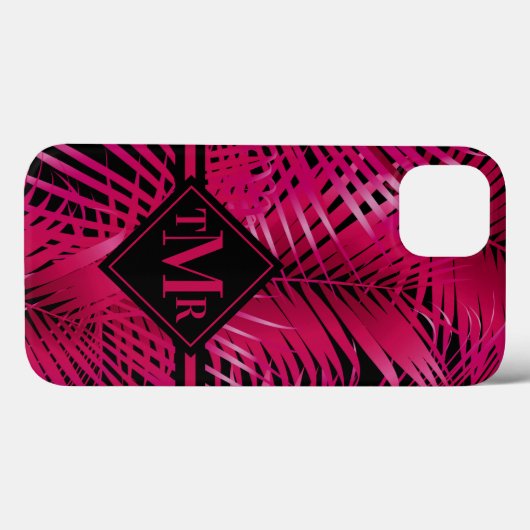 Monogrammed Hot Pink Palm Case-Mate iPhone Case (Achterkant (horizontaal))