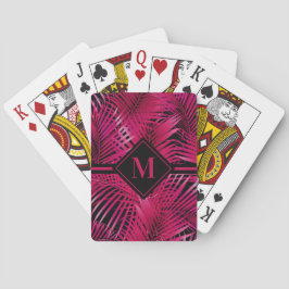 Monogrammed Hot Pink Palm Pokerkaarten