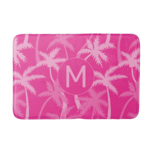 Monogrammed Hot Pink Palm Trees Trendy Badmat