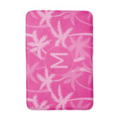 Monogrammed Hot Pink Palm Trees Trendy Badmat (Voorkant Verticaal)