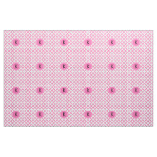 Monogrammed Hot Pink Quatrefoil Patroon Stof