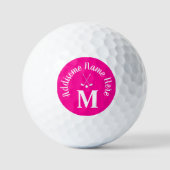Monogrammed Hot Pink White Golfball Club Dames Golfballen (Voorkant)