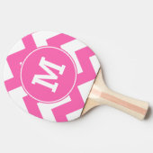Monogrammed Hot Pink Zigzag Pattern Tafeltennisbatje (Zijkant)