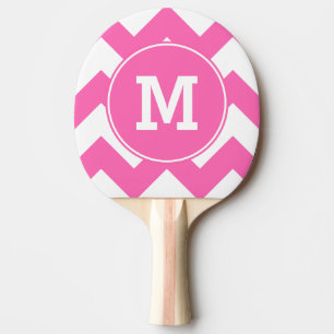 Monogrammed Hot Pink Zigzag Pattern Tafeltennisbatje