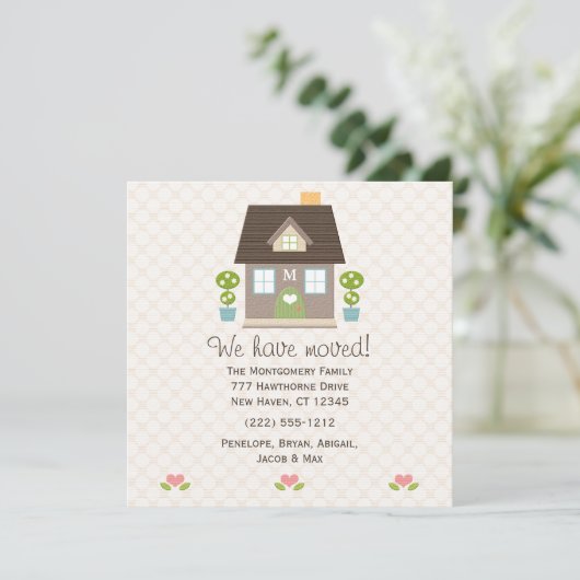 Monogrammed House New Address Notice Aankondiging (Staand voorkant)