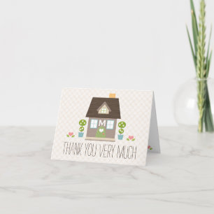 Monogrammed House Warming Thank You Card Bedankkaart