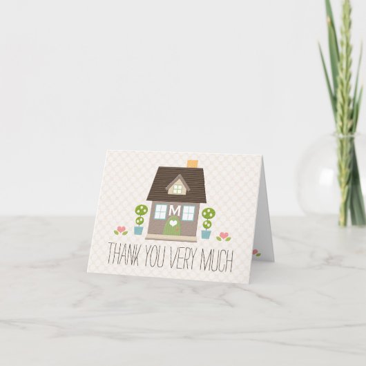 Monogrammed House Warming Thank You Card Bedankkaart (Voorkant)