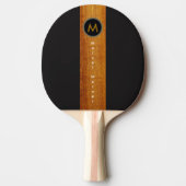 Monogrammed hout kleur streep op zwart tafeltennisbatje (Voorkant)
