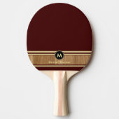 Monogrammed houten kleur strepen Maroon Tafeltennisbatje (Voorkant)