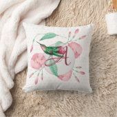 Monogrammed Hummingbird Pink Mint Floral DECOR Kussen (Deken)