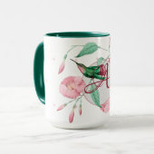 Monogrammed Hummingbird Pink Mint Floral DECOR Mok (Voorkant links)