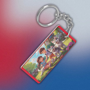 Monogrammed Husky Dogs having plezier met het kind Sleutelhanger