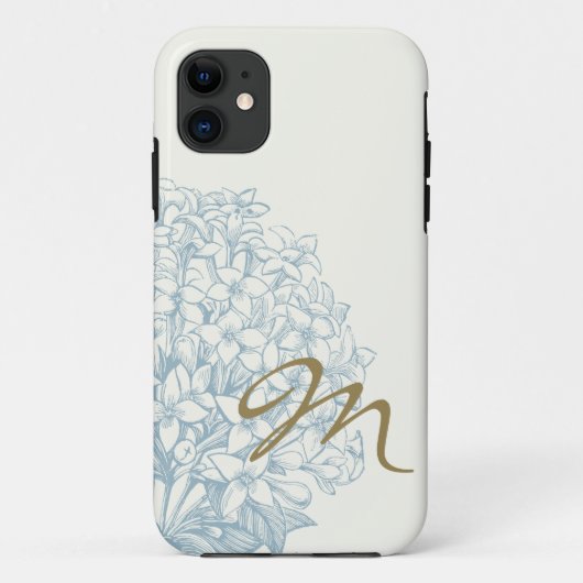 Monogrammed Hydrangea Case-Mate iPhone Case (Achterkant)