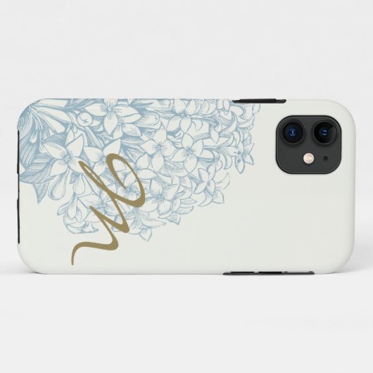 Monogrammed Hydrangea Case-Mate iPhone Case (Achterkant (horizontaal))