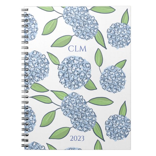 Monogrammed Hydrangea Let op Notitieboek (Voorkant)