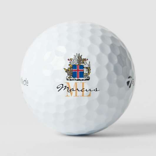 Monogrammed IJslandse vlag en IJsland Golf Balls Golfballen (Voorkant)
