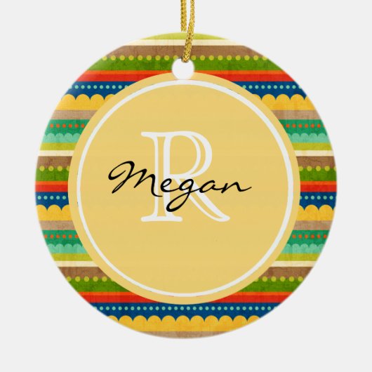 Monogrammed Indian Blanket Keramisch Ornament (Voorkant)