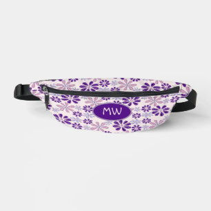 Monogrammed Indigo Roze Bloem Vlinder Doodle Heuptasje