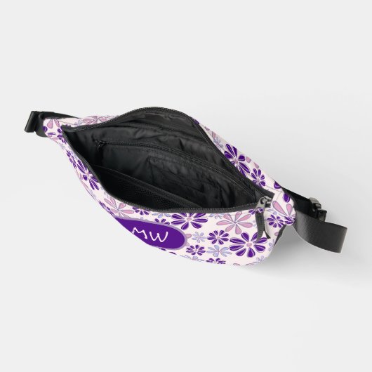 Monogrammed Indigo Roze Bloem Vlinder Doodle Heuptasje (Open)