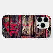 Monogrammed Industrial Rustic Wood Pattern Case-Mate iPhone Case (Achterkant (horizontaal))