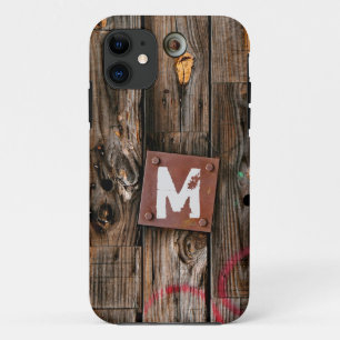 Monogrammed Industrial Rustic Wood Pattern Case-Mate iPhone Case