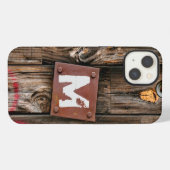 Monogrammed Industrial Rustic Wood Pattern iPhone Hoesje (Achterkant horizontaal)