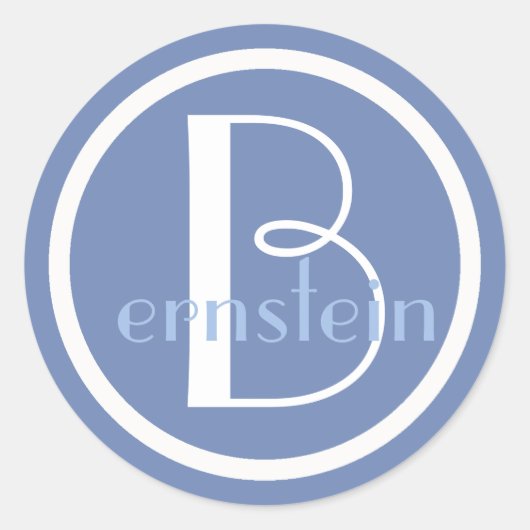 Monogrammed Initiaal Blue and White Letter Sticker (Voorkant)